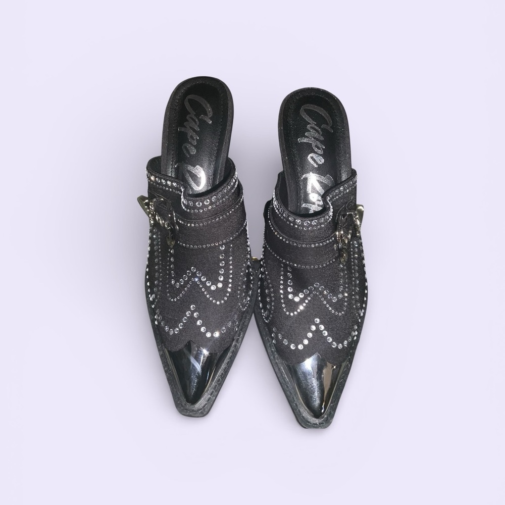 Cape Robbin Black Studded Pointed-Toe Mule - NEW